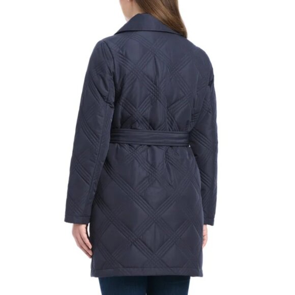 NWT Jones New York Women's Belted Quilt Jacket, Blue - Picture 6 of 11